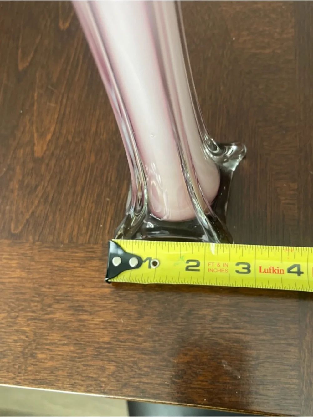 Vtg Pale Pink Glass Elephant Foot Tall Swung Bud Vase - Elegant Tall Home Accent